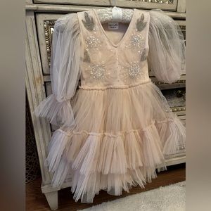 Ooh la la coutoure blush pink special occasion dress for girls.